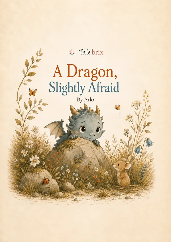A Dragon, Slightly Afraid. By Arlo. Front cover.