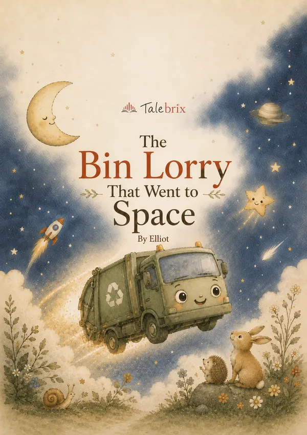 The Bin Lorry That Went to Space. By Elliot. Front cover.
