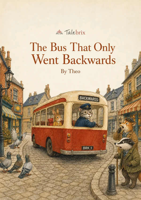 The Bus That Only Went Backwards. By Theo. Front cover.