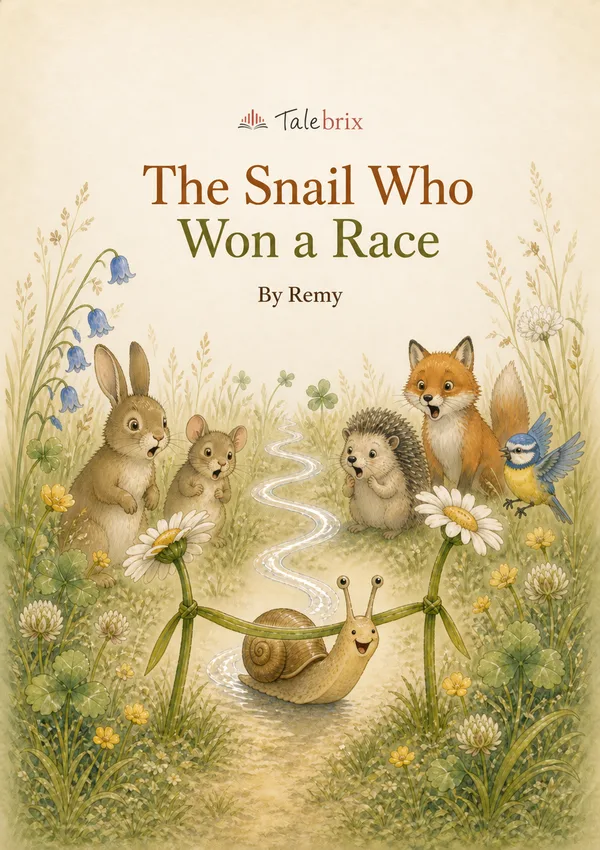 The Snail Who Won a Race. By Remy. Front cover.