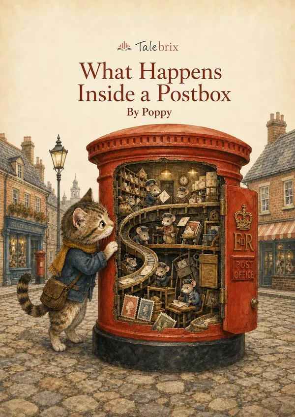 What Happens Inside a Postbox. By Poppy. Front cover.